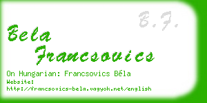 bela francsovics business card