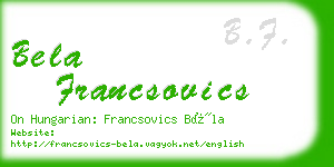 bela francsovics business card